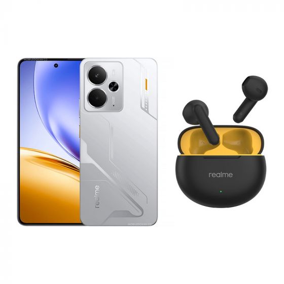 Realme 14, 256GB, 12GB RAM, 5G, Dual SIM - Mecha Silver, with T01 Truly EarBuds,  Noise Cancellation- Black
