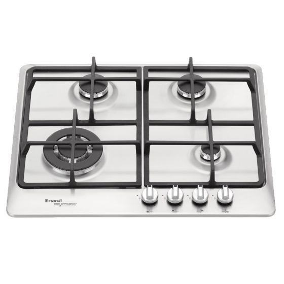 Nardi Built-In Gas Hob, 4 Burners, Silver - VG43 EAVX