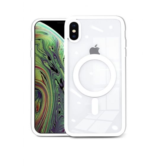 MagSafe Back Cover for Apple iPhone X, XS  - Transparent with White Frame