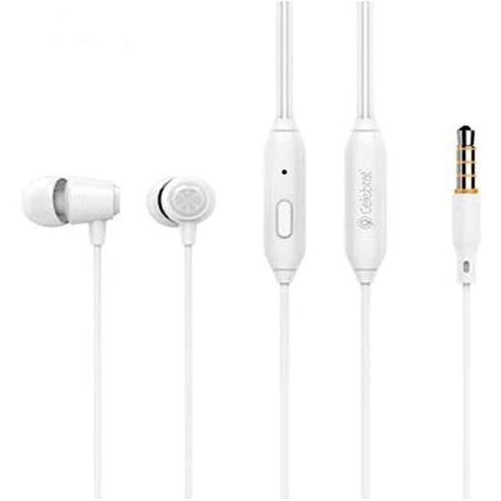 Celebrat G1 Wired Metal Stereo Earphone With Music Controller And Microphone - White
