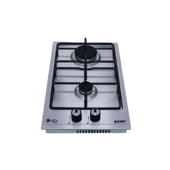 Purity Gas Built-in Hob, 90cm, 2 Burners, Silver - HPT302S