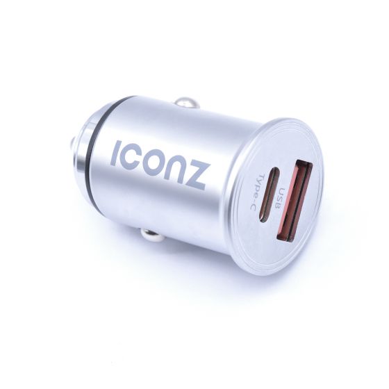 Iconz Car Charger, 45 Watt, 2 USB Ports, Silver - XCPD4S