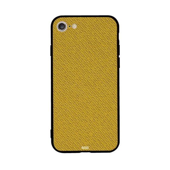 Yellow Stitched Wool Cloth Pattern Printed Back Cover for Apple iPhone 8