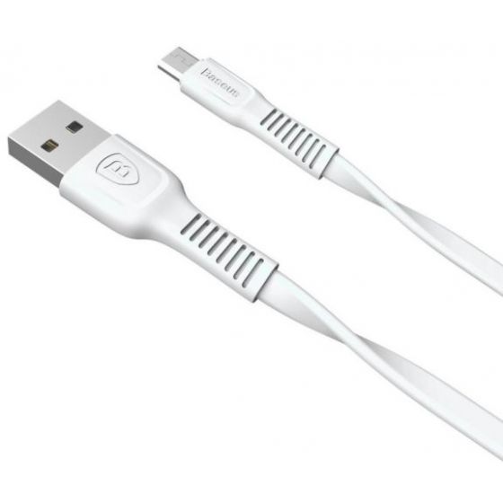 كابل Micro USB باسيوس للشحن ونقل البيانات، 1 متر، ابيض - CAMZYB02