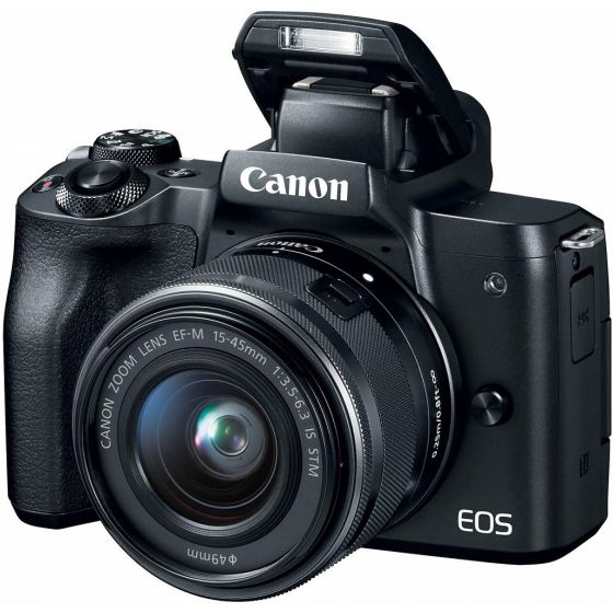 Canon EOS M50 Camera, 24.1MP, 15-45mm - Black