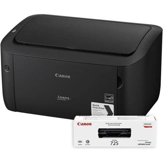 Canon i-SENSYS Laserjet Printer, Black - LBP6030B with 725 Ink Laser Cartridge