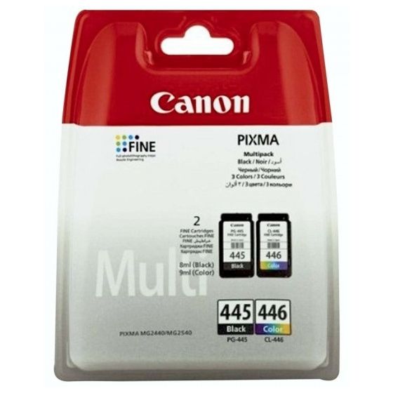 Canon PG-445 and CL-446 Multipack Ink Cartridge - Black / Tri-color