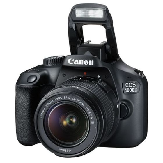 كاميرا ديجيتال كانون DSLR بعدسات ثلاثية من 18 إلى 55 ملم EOS 4000D - اسود