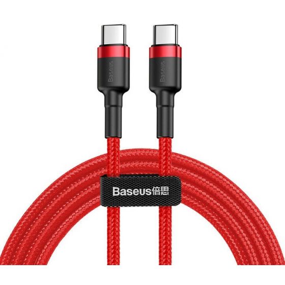كابل USB فئة C باسيوس كافول للشحن ونقل البيانات، 1 متر، احمر - CATKLFG09   