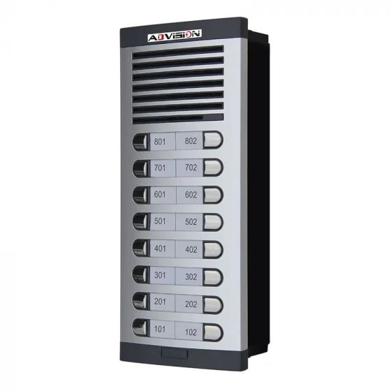 Advision Audio Door Intercom, 16 Lines, Black and Silver - AD2-416-3W