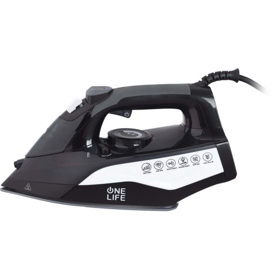 One Life Steam Iron, 2500 Watt, Black and White- ST250C