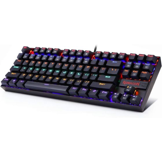 REDRAGON K552 KUMARA Gaming Mechanical Keyboard - Red Switch Rainbow LED Lighting English & Arabic Keys (Black)