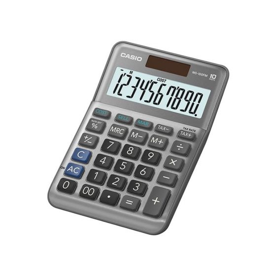 Casio Basic Calculator, Silver -  MS-100FM-W-DP