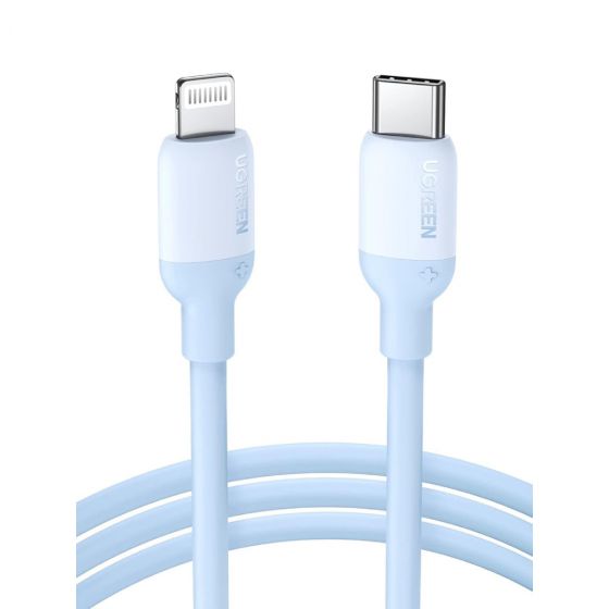 كابل شحن يو جرين USB-C الى لايتنينج، 60 وات، 1.0 متر، ازرق