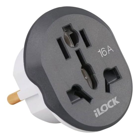 iLOCK Travel Plug Adapter, 16A - Grey