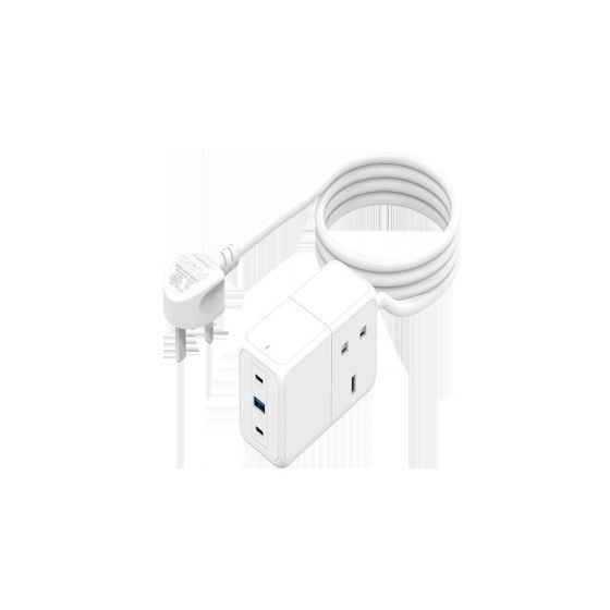 Recci Gan Wall Charger, 65 Watt, 3 Ports, 1 Usb 3.0 And 2 Type-C, White - Rc48U