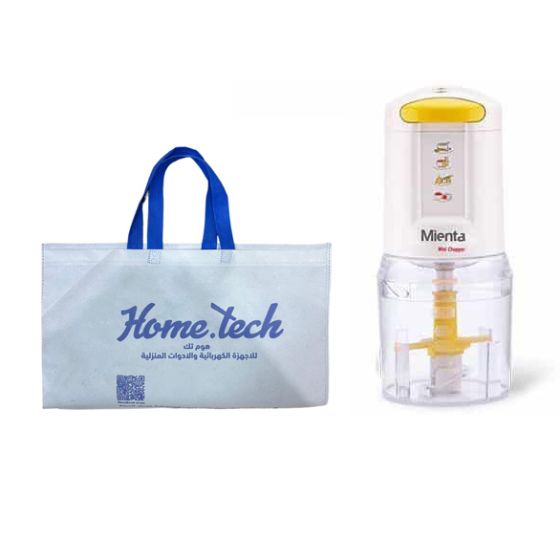 Mienta Mini Chopper, 0.5 Liter, 400 Watt, White - CH-171 with Gift Bag