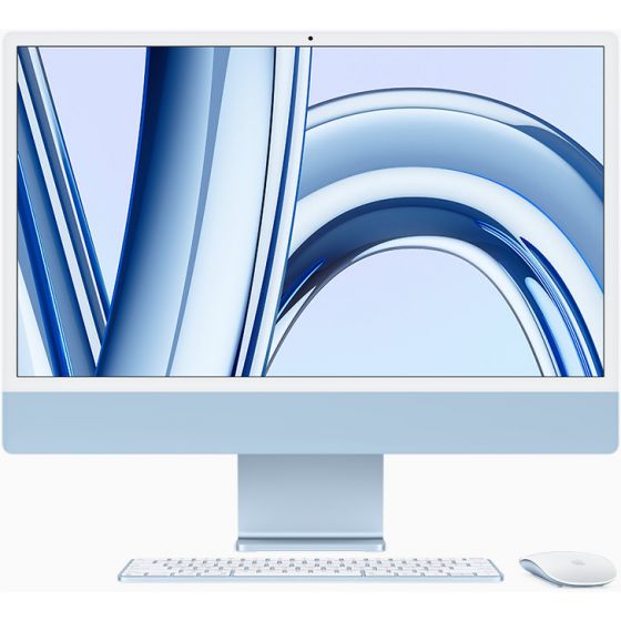 Apple iMac, 24 Inch, Apple M3 Chip, 512GB SSD, 8GB RAM, 10 Cores GPU, macOS - Blue