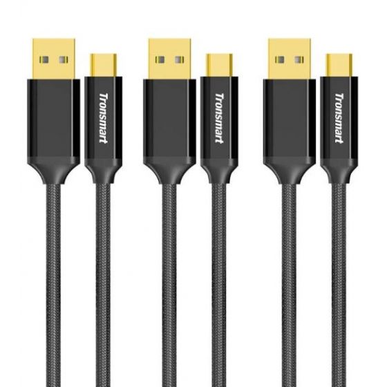 Tronsmart Pack Of 3 USB Cables, Black - CPP10