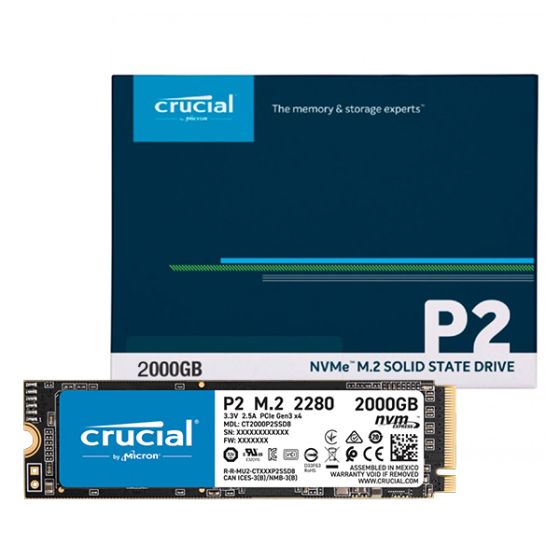 Crucial P2 M.2 NVMe SSD 2TB – PCI-Express 3.0 3D NAND – M.2 Internal SSD – Storage