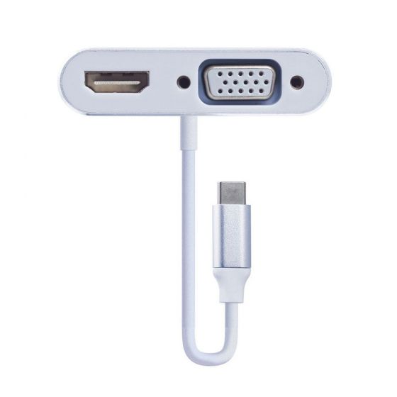 محول من كابل تايب سي الى VGA وHDMI  تو بي , ابيض - CV143