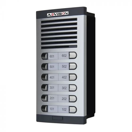 Advision Audio Door Intercom, 12 Lines, Black and Silver - AD2-412-3W