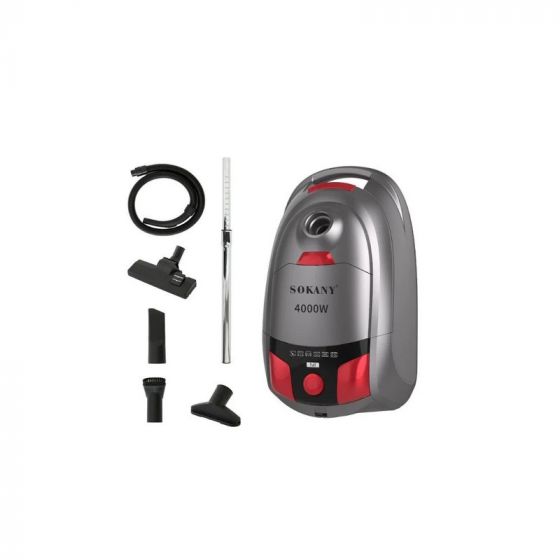 Sokany 4 In 1 Bagged Canister Vacuum Cleaner,4000 Watt, Grey and Red - SK-13054