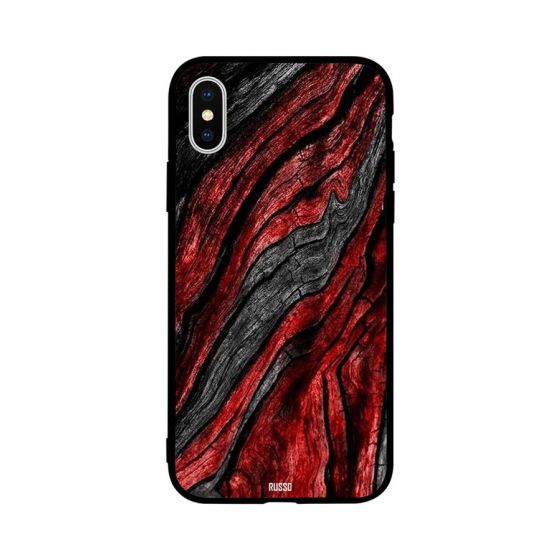Red Grey Lava Pattern Printed Back Cover for Apple iPhone XS