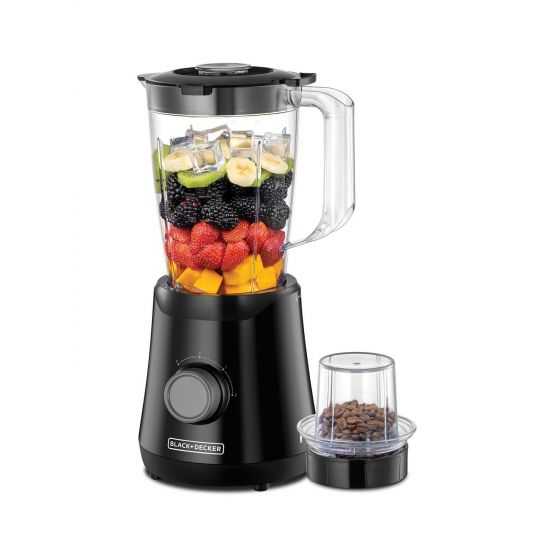 BLACK+DECKER Blender with Grinder Mills, 1.5 Liter, 500 Watt, Black - BX530-B5