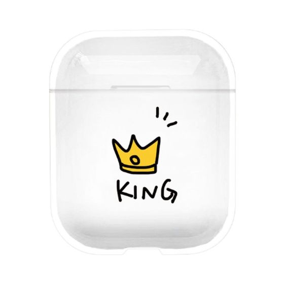 King Printed Protective Case Cover For Apple AirPods 1-2 White-Black-Yellow
