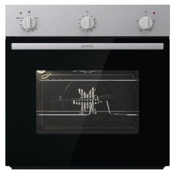 Gorenje Built-in Single Gas Oven with Grill, 60 Cm, 88 Liters, Black and Silver - BOG6622E00X