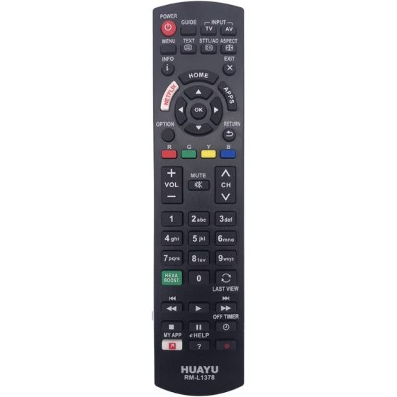 Huayu Remote Control for Panasonic LED, LCD, Plasma TVs, Black - RM-L1378