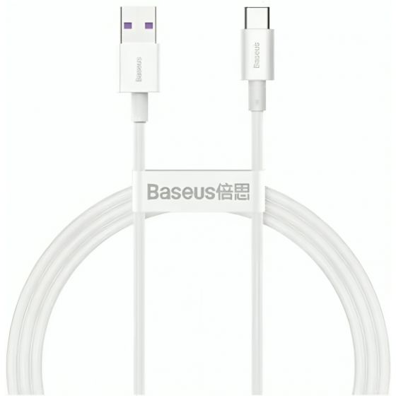 Baseus Superior Series USB-A to USB-C Charging and Data Cable, 1 Meter, White - CATYS-02