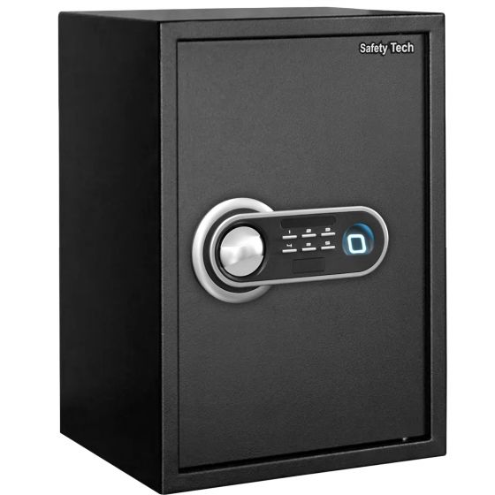 Safety Tech Biometric Fingerprint Safe Box, 50 Liters, Black and Silver - GN50 SFT