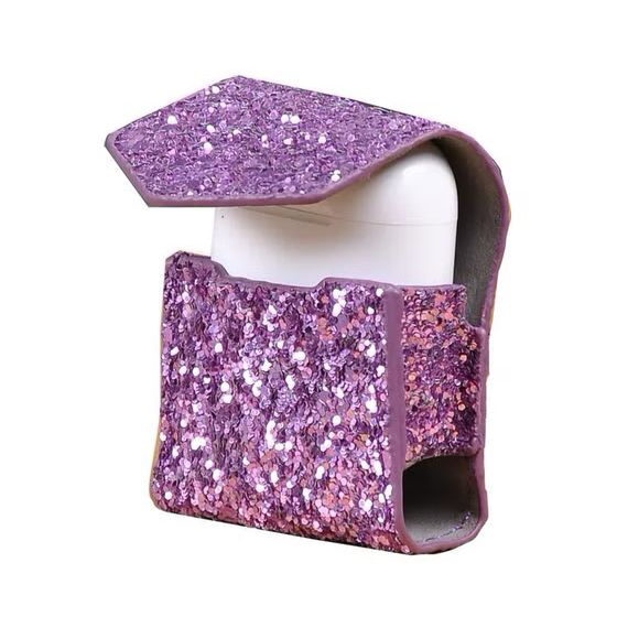 Leather Case for Apple AirPods- Glitter Purple