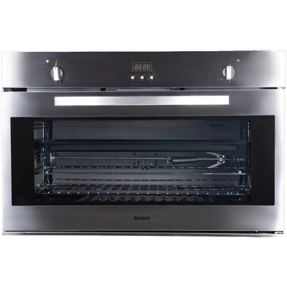 Meneghetti Built In Gas Oven, with Grill, 90 CM, 91 Liters, Grey - OMGG D95 C XL T LI