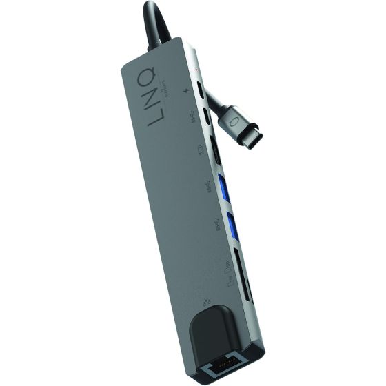 موزع USB فئة C 8 في 1 لينكيو- رمادي