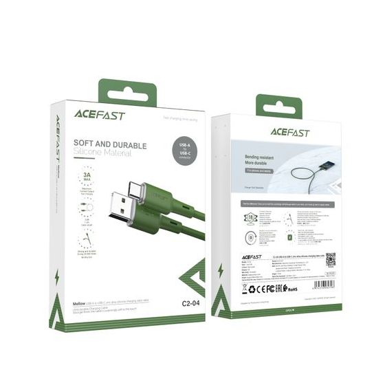 كابل USB-A الى USB-C اسفاست للشحن ونقل البيانات، 1.2 متر، اخضر - C2-04