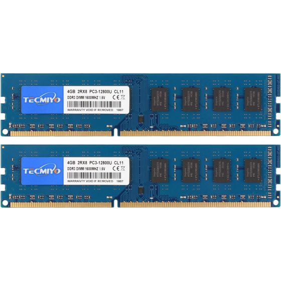 ذاكرة رام UDIMM DDR3 تيك ميو، 2 بسعة 4 جيجا  - ازرق
