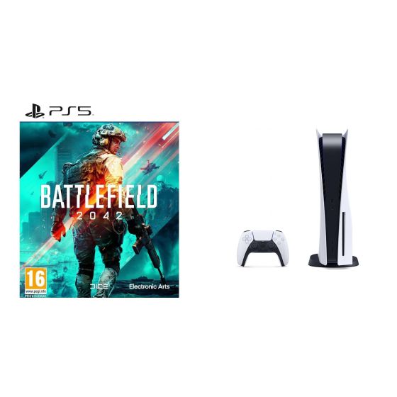 Sony PlayStation 5, 1 Wireless Controller, White - CFI-1016A01 MEE, with Battlefield 2042 for PlayStation 5