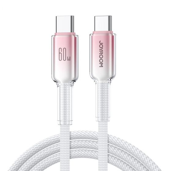 Joyroom Crystal Clear Series Charging Cable USB-C, 60 Watt, 1.2 Meters, White -  S-A42