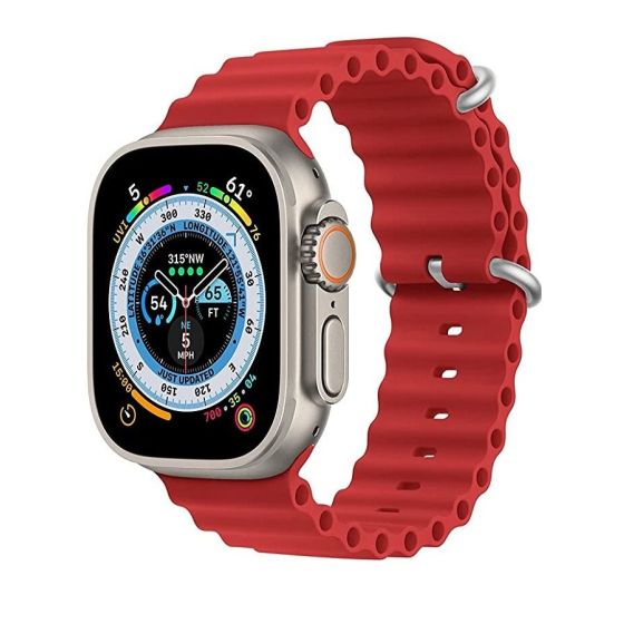 Silicone Replacement Band for Apple Watch Ultra 49mm- Red