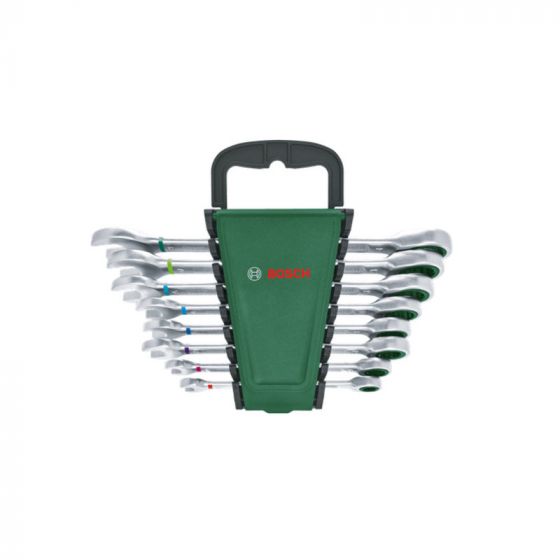 Bosch Ratchet Combination Wrench Set, 8 Piece - Black and Green