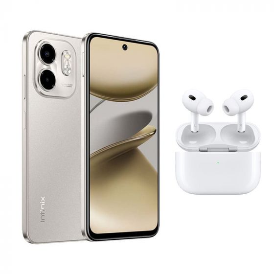 Infinix Smart 9, 64GB, 3GB RAM, 4G, Dual SIM - Neo Titanium with Ridingtone AirPods Pro 2nd Generation Earbuds - White