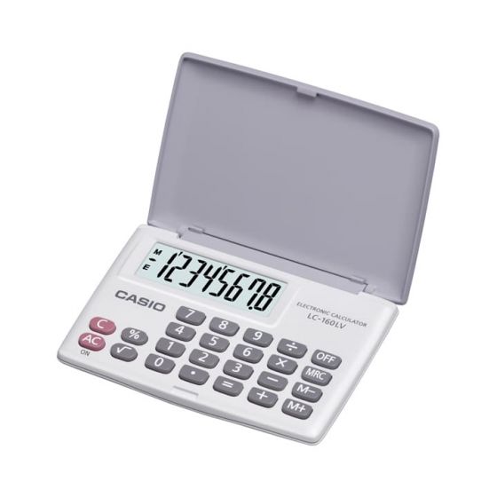 آلة حاسبة عملية كاسيو، ابيض - LC-160LV-WE