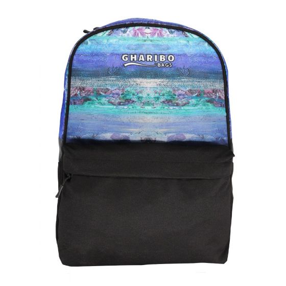 Gharibo Bags School Backpack for Kids, Florid Pattern - Blue and Black