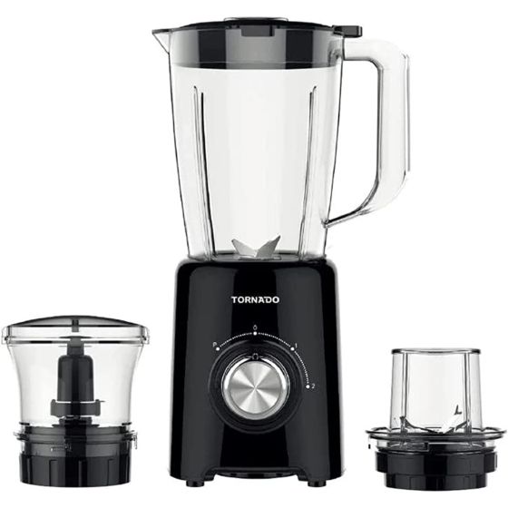 Tornado Blender with Chopper and Mill, 500 Watt, Black - BL-500T