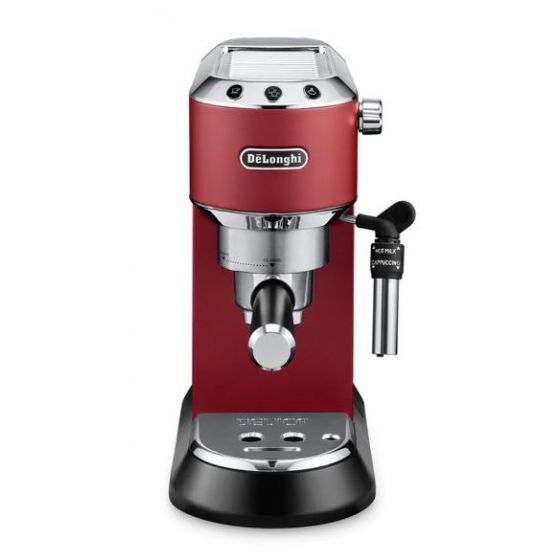 Delonghi Dedica Style Pump Espresso Coffee Machine, 15 Bar, Red - EC 685.R