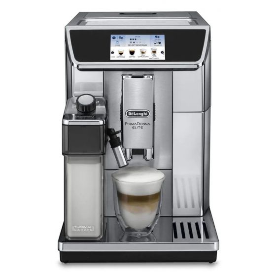 Delonghi PrimaDonna Elite Coffee Machine, 1450 Watt, Silver/Black - ECAM 650.75.MS