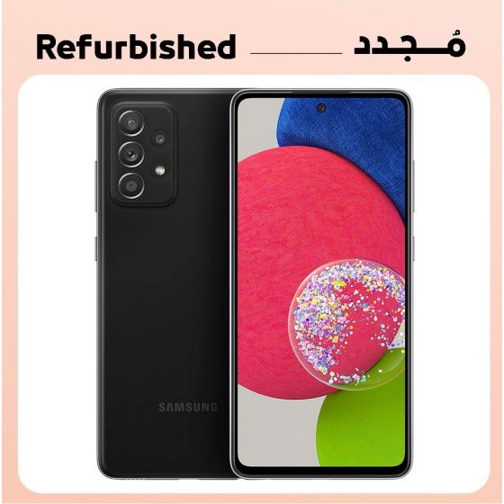 سامسونج جالكسي A52s مجدد، سعة 128 جيجا، 8 جيجا رام، شبكة 5G - اسود، فئة بلاتينوم، 12 شهر
